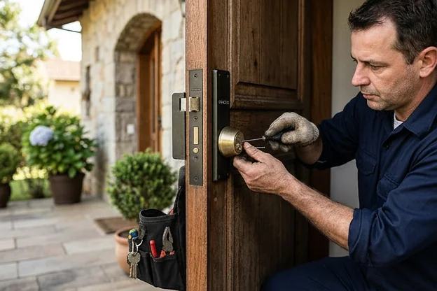 Fechadura de segurança instalada em uma porta em Bento Gonçalves.